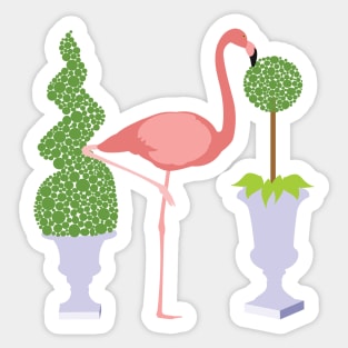 Pink Flamingo and Topiary Garden Sticker